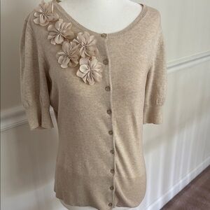 The Limited Beige Floral Embellished Top